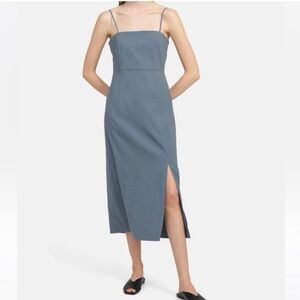 Theory linen slit leg sleeveless midi dress